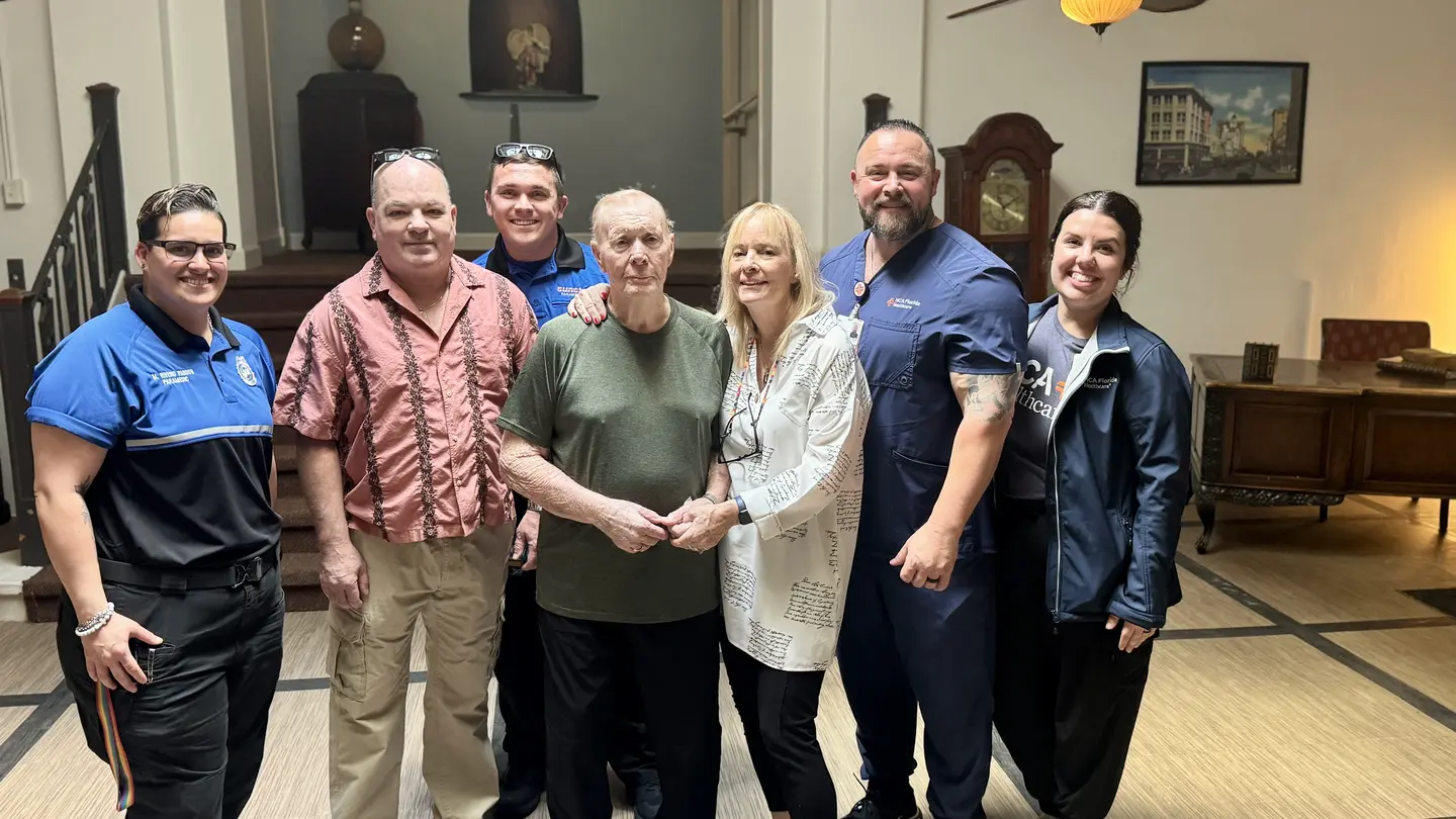 Ernest Rose and daughter Linda Simms with Eric Botsford, Largo ER team and Sunstar EMS