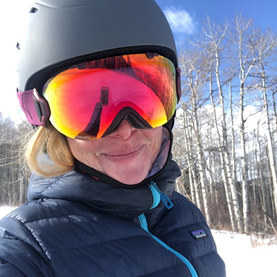 Misty Gans wearing skiing gear.