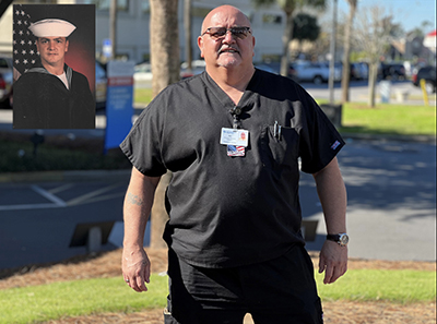 Ira Black with an inset image of a younger Ira Black in a Navy uniform