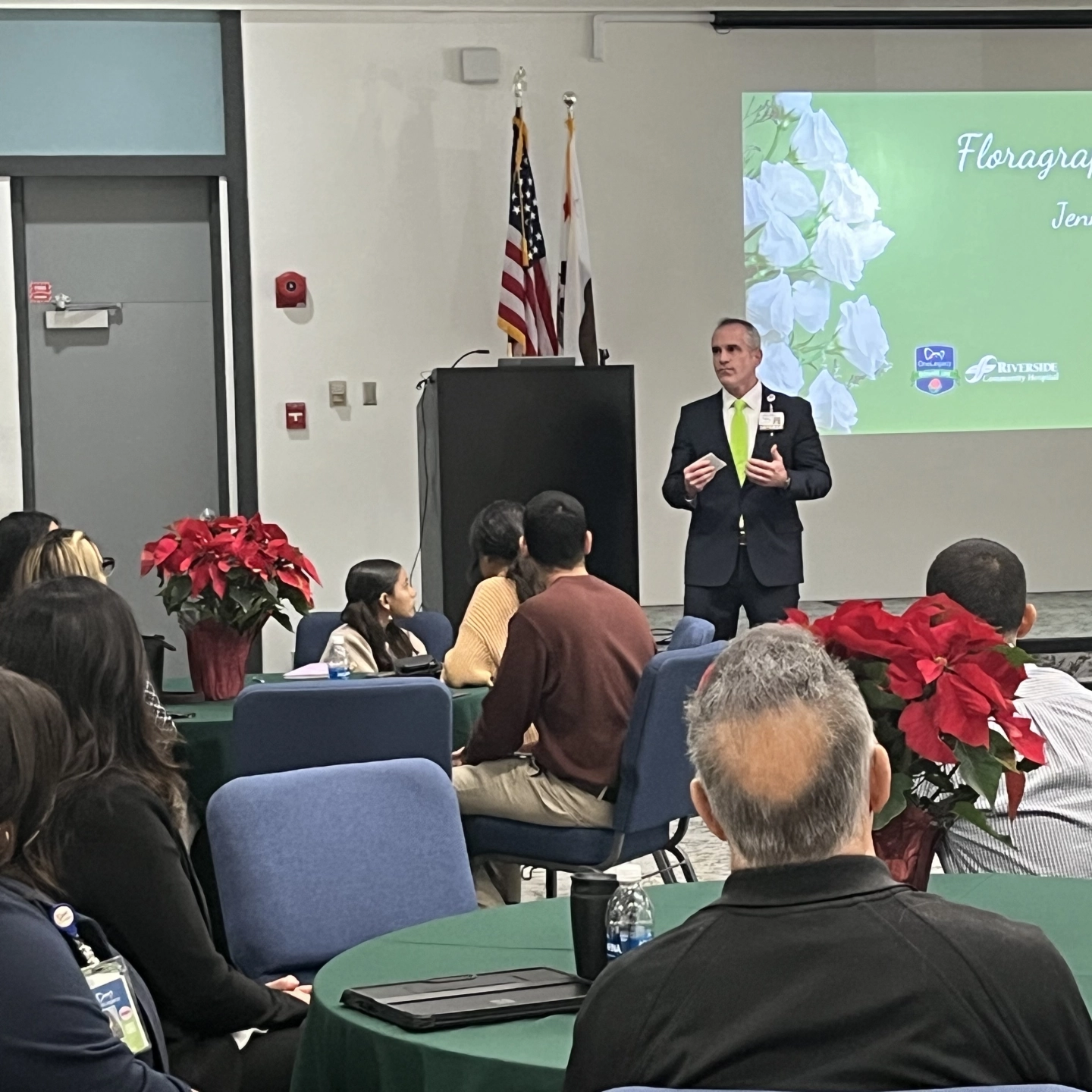 Peter Hemstead welcomes the Fedele-Fennell family.