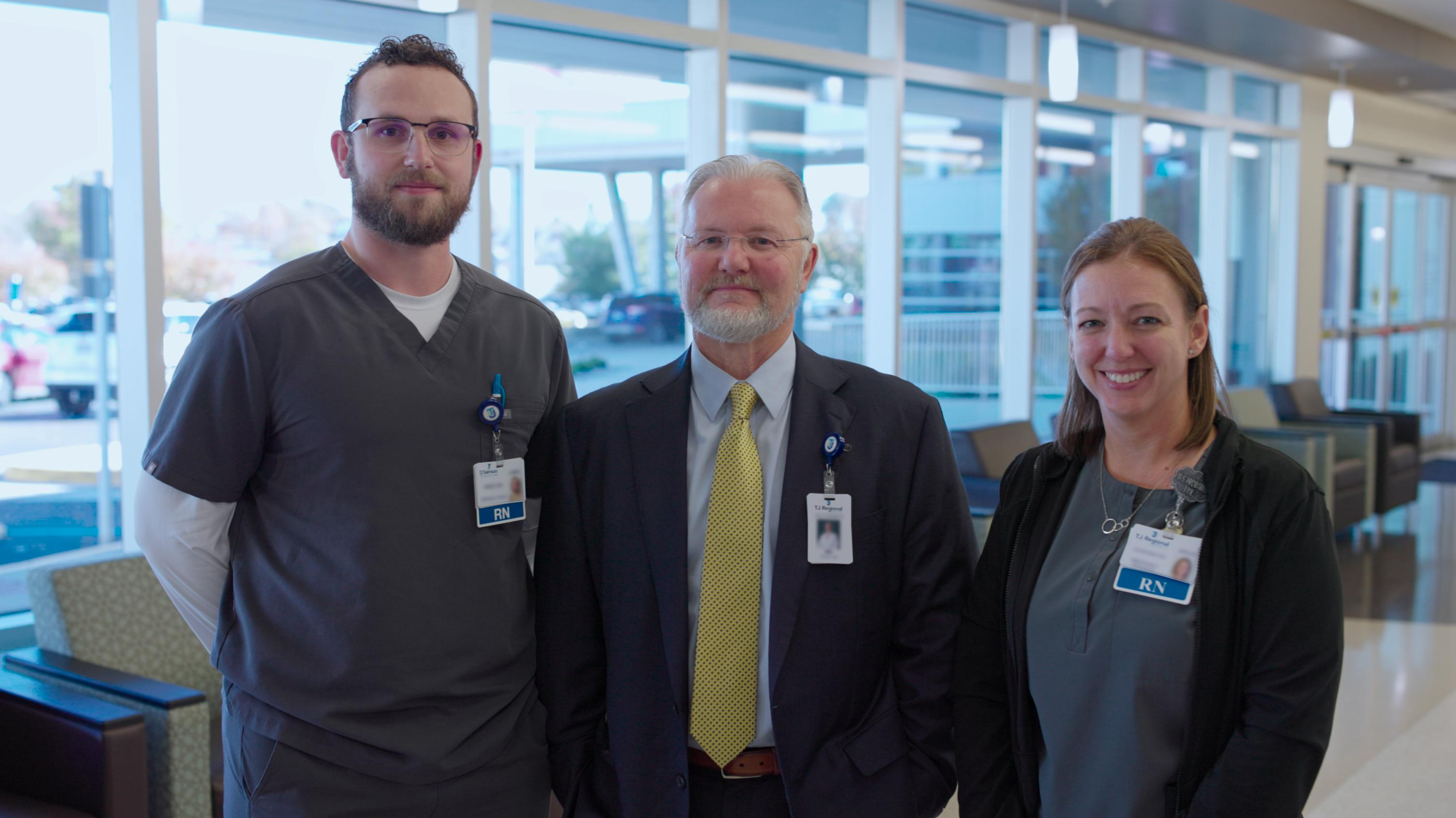 Dr. William Thornbury and his care team; James Kuhn, RN, MBA/MHA and Ashley Bates, BSN RN, CEN.