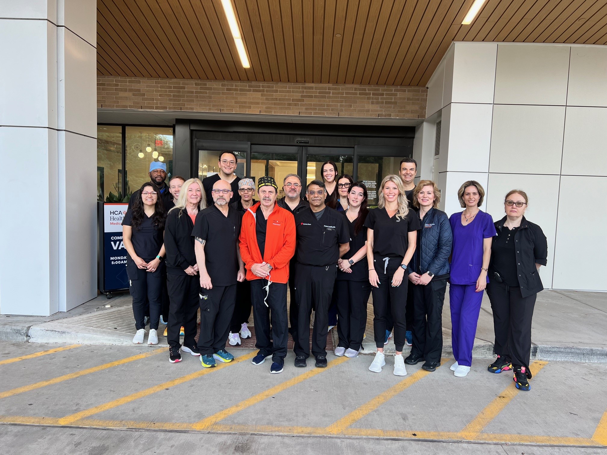 The team at HCA Houston Medical Center after completing a transcatheter procedure.