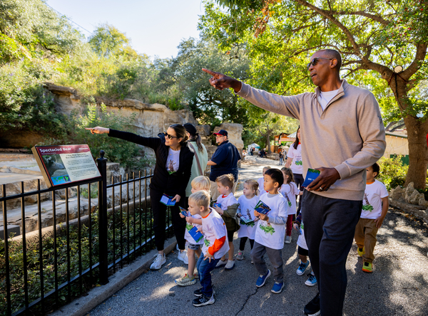 Sean and Claudia Elliot lead children on the Health Walk.