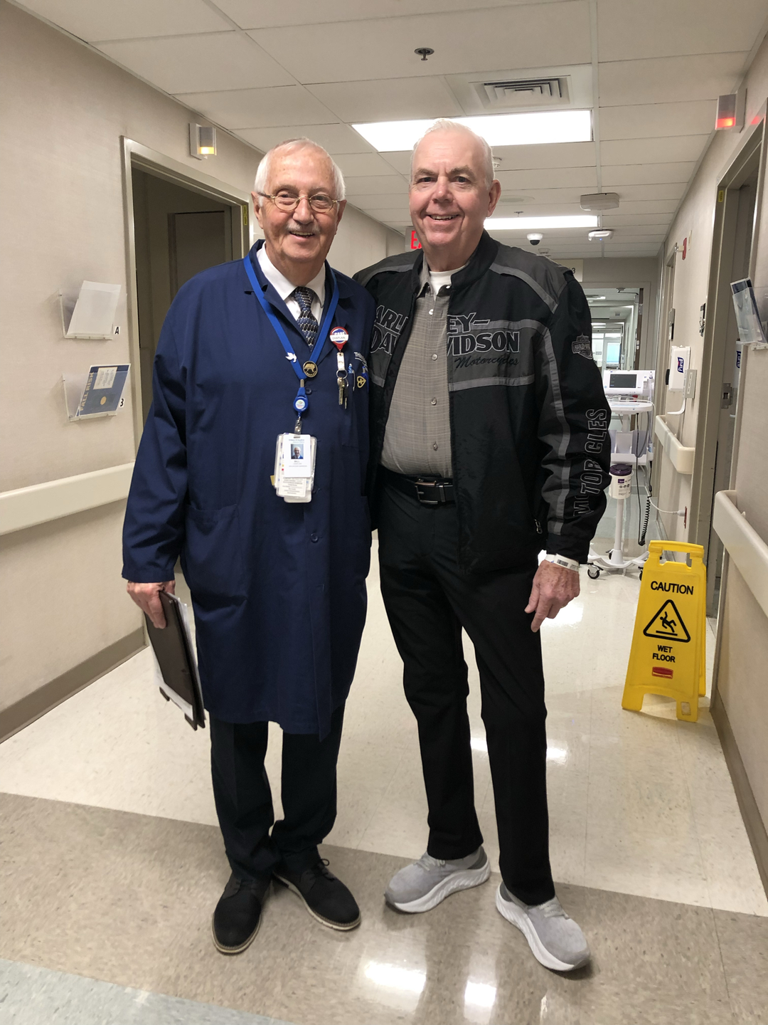 David Johnson and his care provider standing in the hallway of the TriStar Skyline Medical Center.