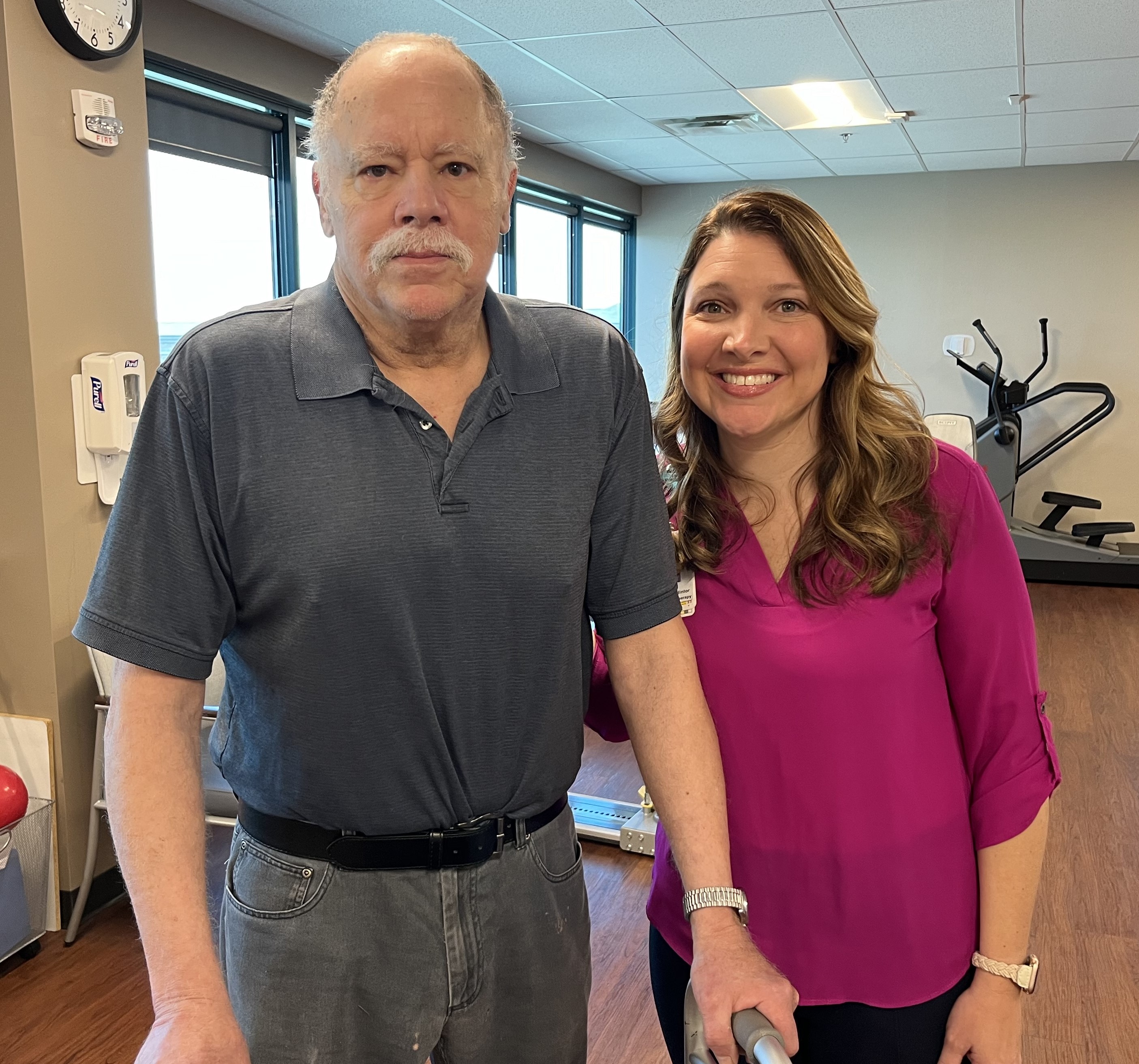 patient Ron Ragland and Occupational Therapist Aubrey Poythress