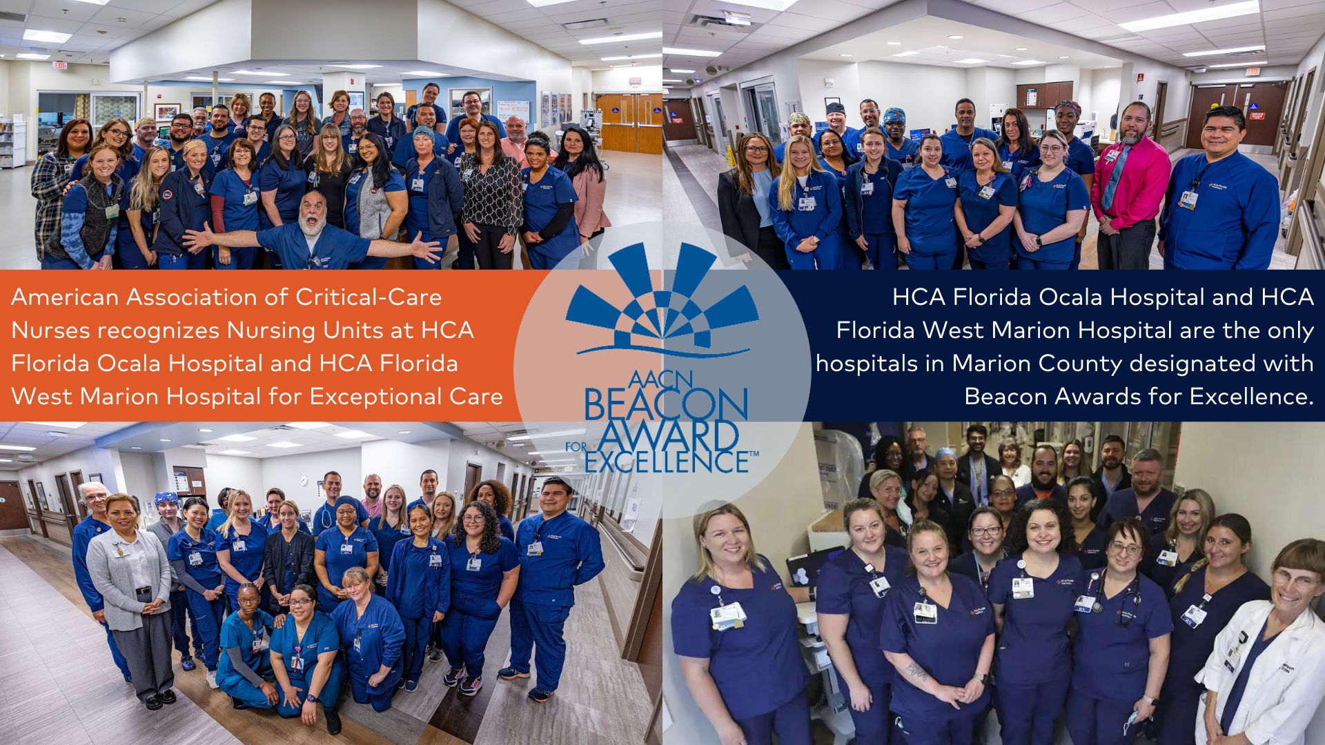 American Association of Critical-Care Nurses recognizes Nursing Units at HCA Florida Ocala Hospital and HCA Florida West Marion Hospital for Exceptional Care
