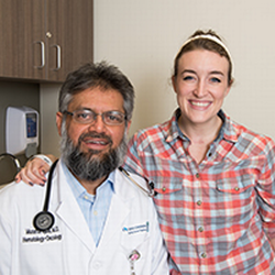 Kayla Goff with her oncologist.