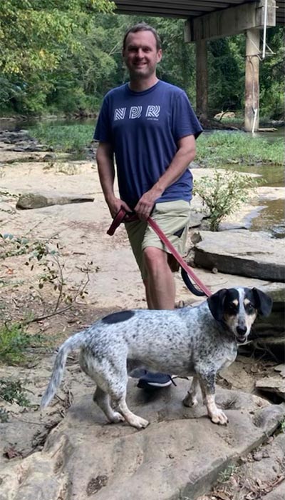 John Keeling with his dog.