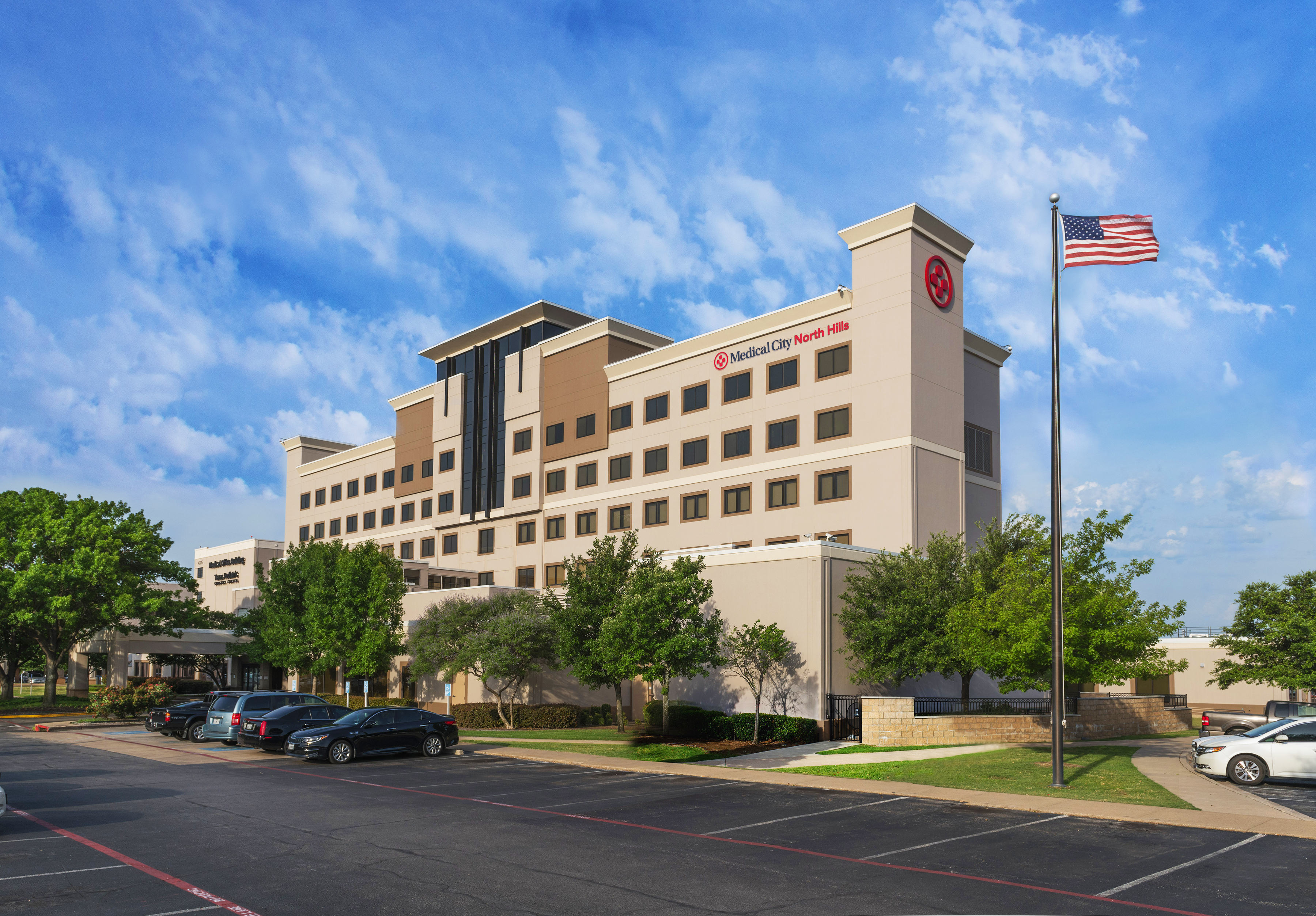 Medical City North Hills exterior of the main building.