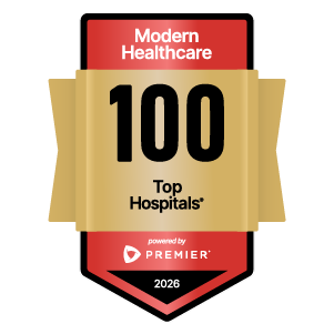 Image text reads: 'Modern Healthcare 100 Top Hospitals PREMIER 2026'.