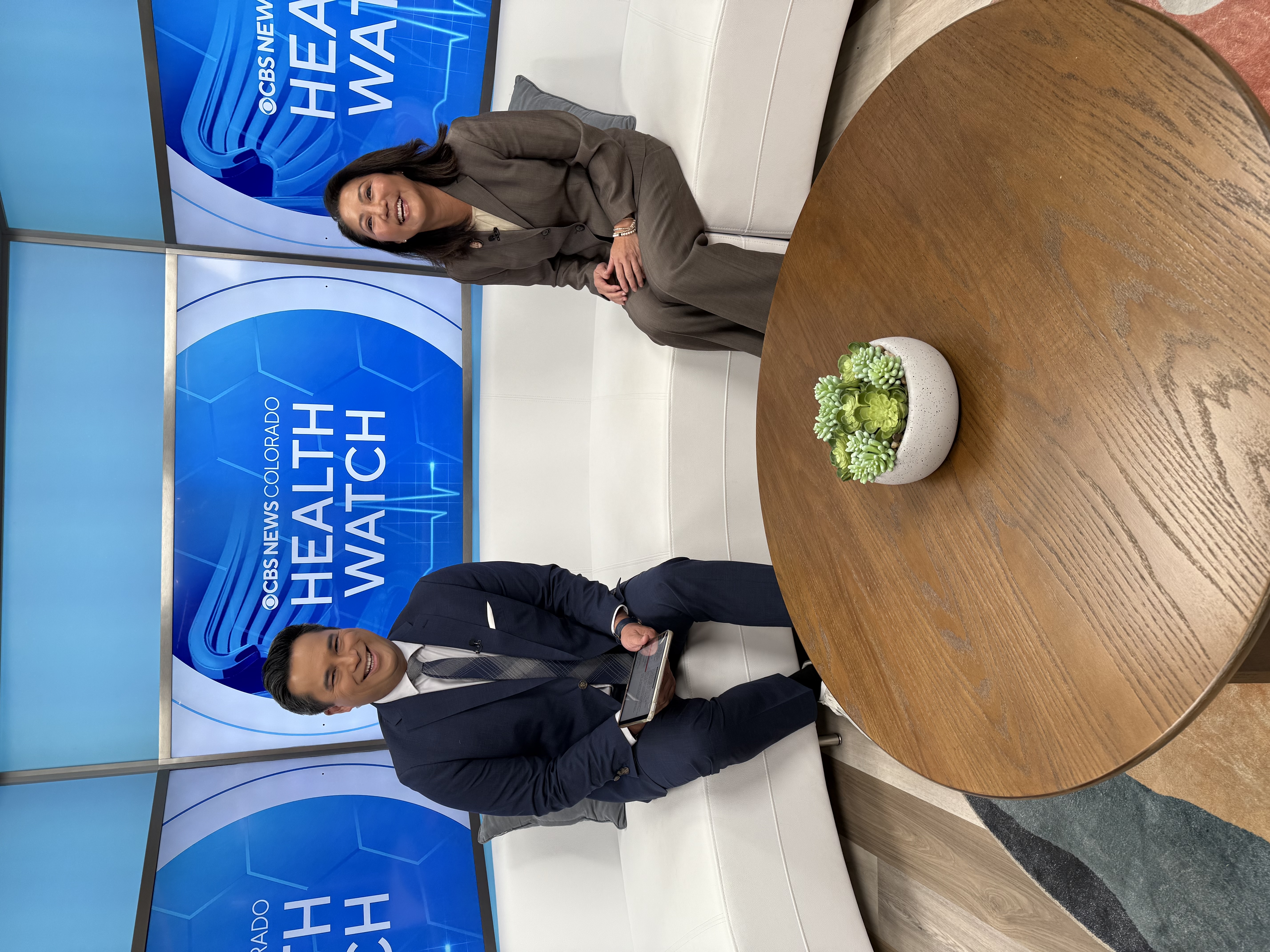 Dr. Ira Chang on the set of CBS News Colorado.