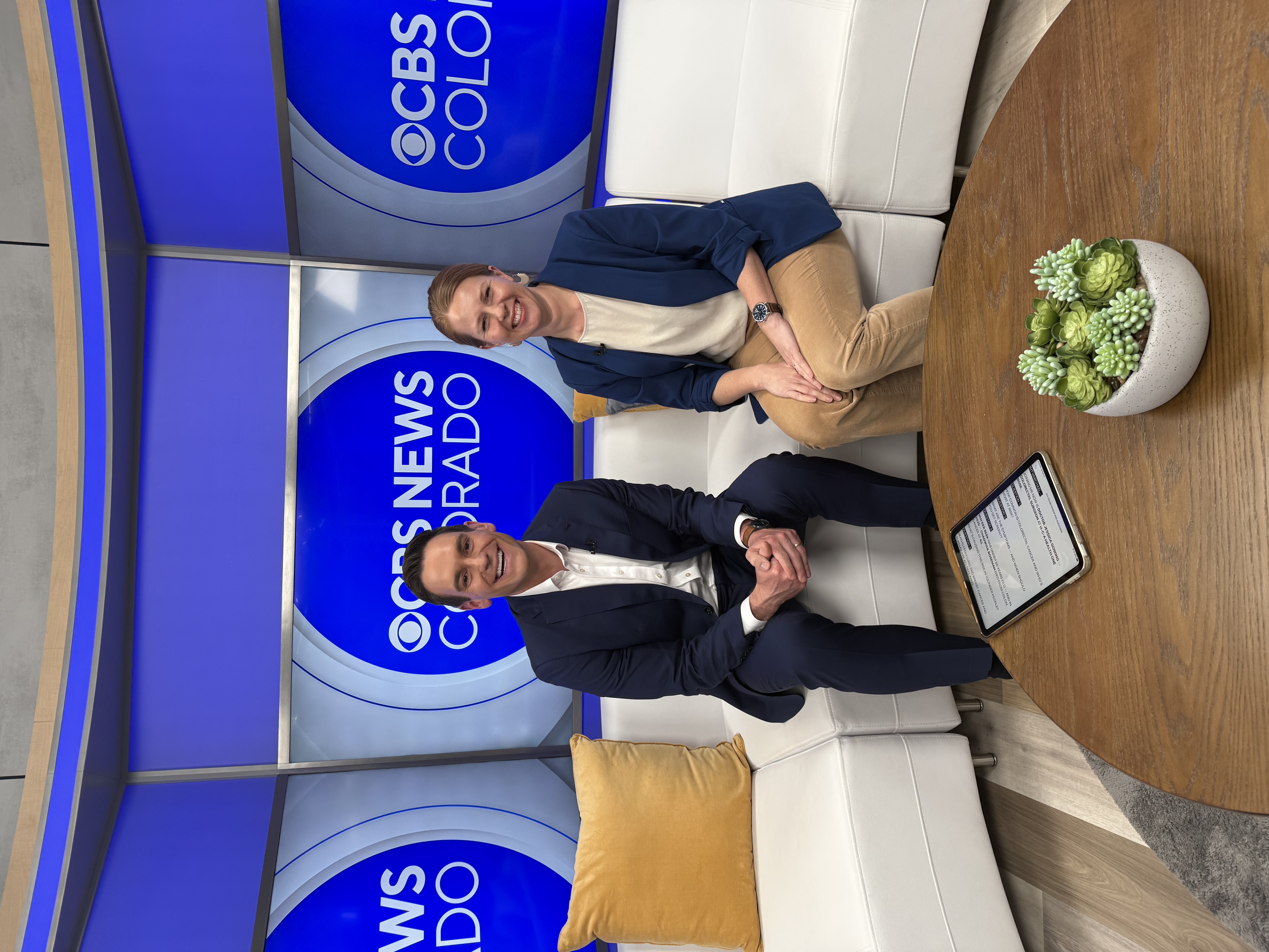 Dr. Jessica Gowing on the set of CBS News Colorado.