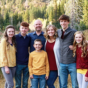 Camryn Turcsanski surrounded by her loving parents and four siblings.