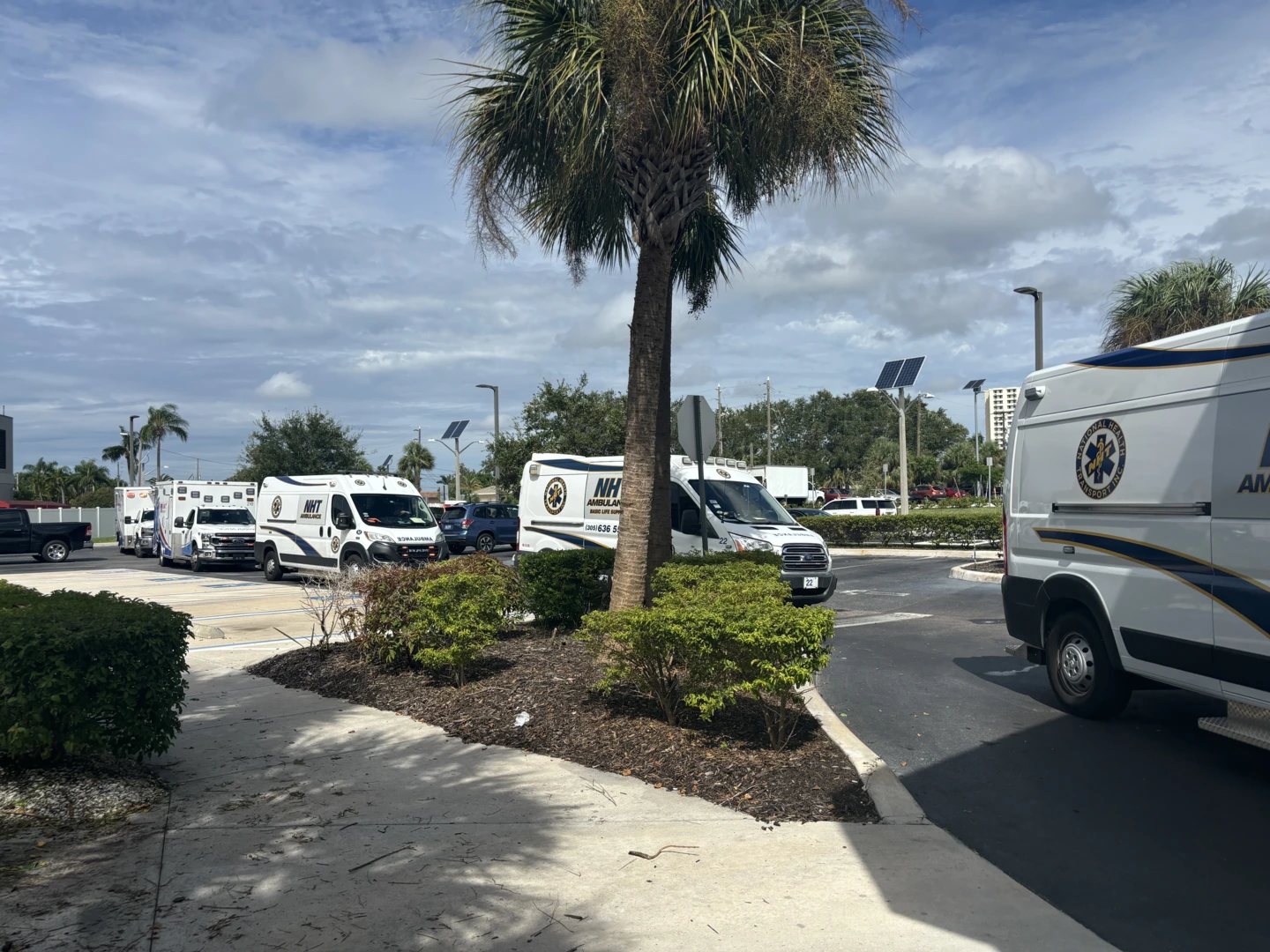 Pasadena Hospital exterior with emergency vehicles present