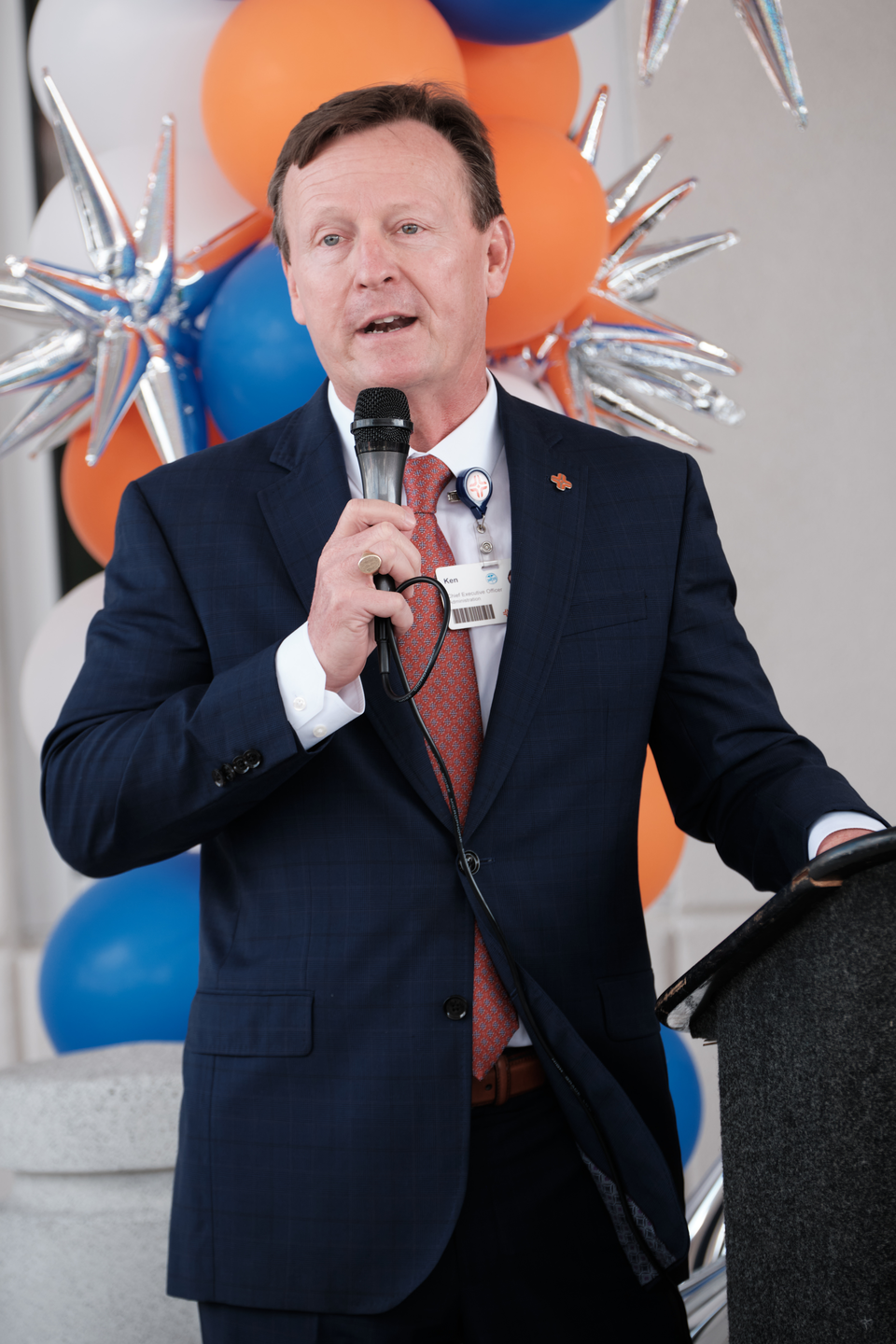 Photo showing of a man speaking at Hernando County's newest emergency room ribbon cutting ceremony.