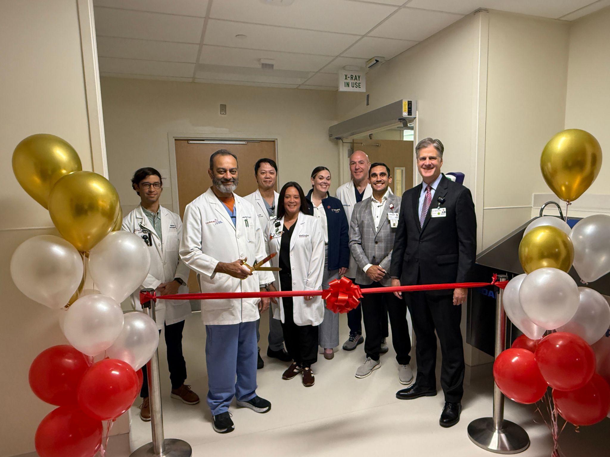 Methodist Hospital Stone Oak leadership team and physicians celebrating the Cath Lab opening.