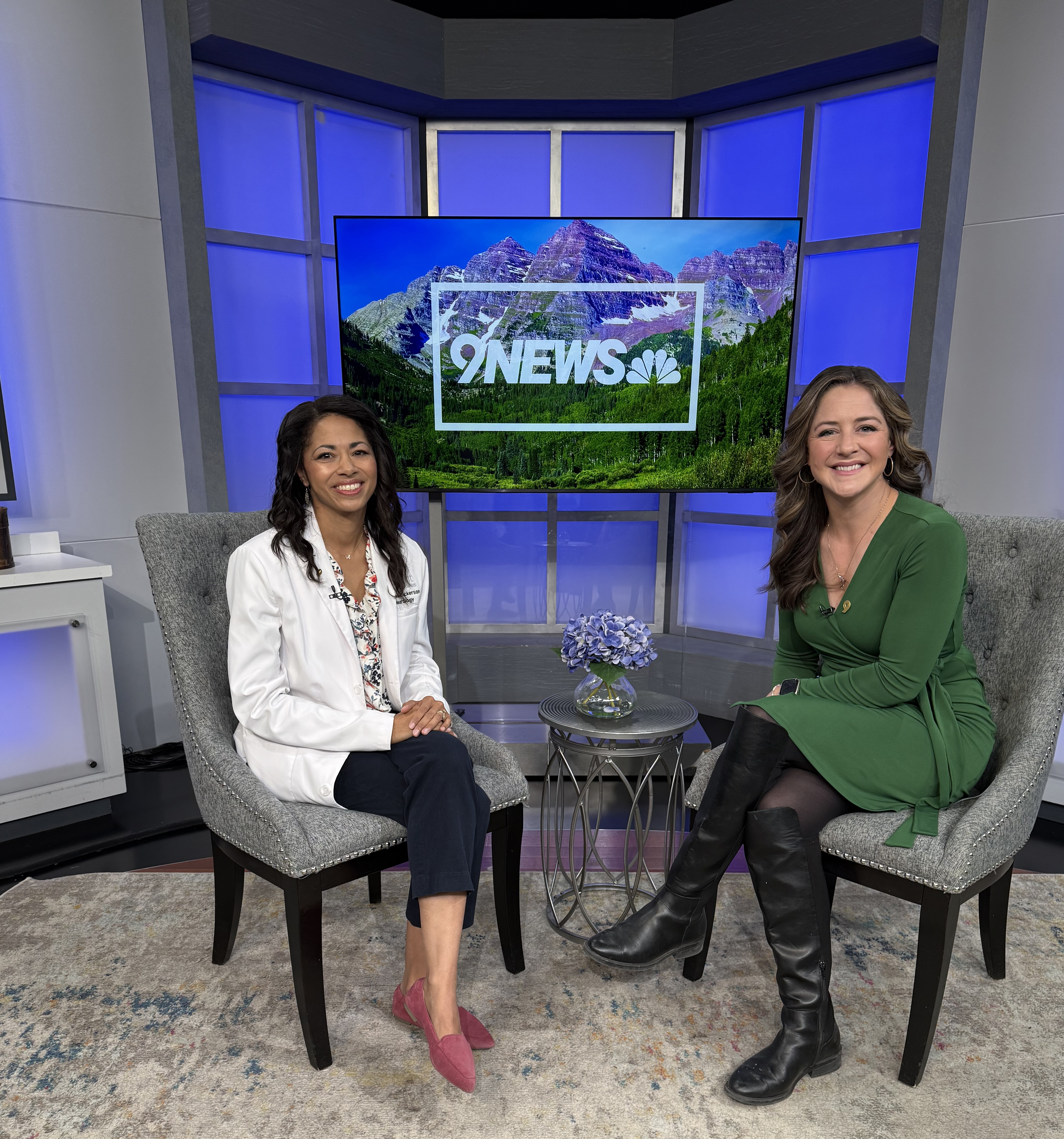 Dr. Cynthia Dickerson in the studio of 9News.