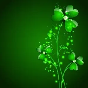 green shamrocks graphic on a green background