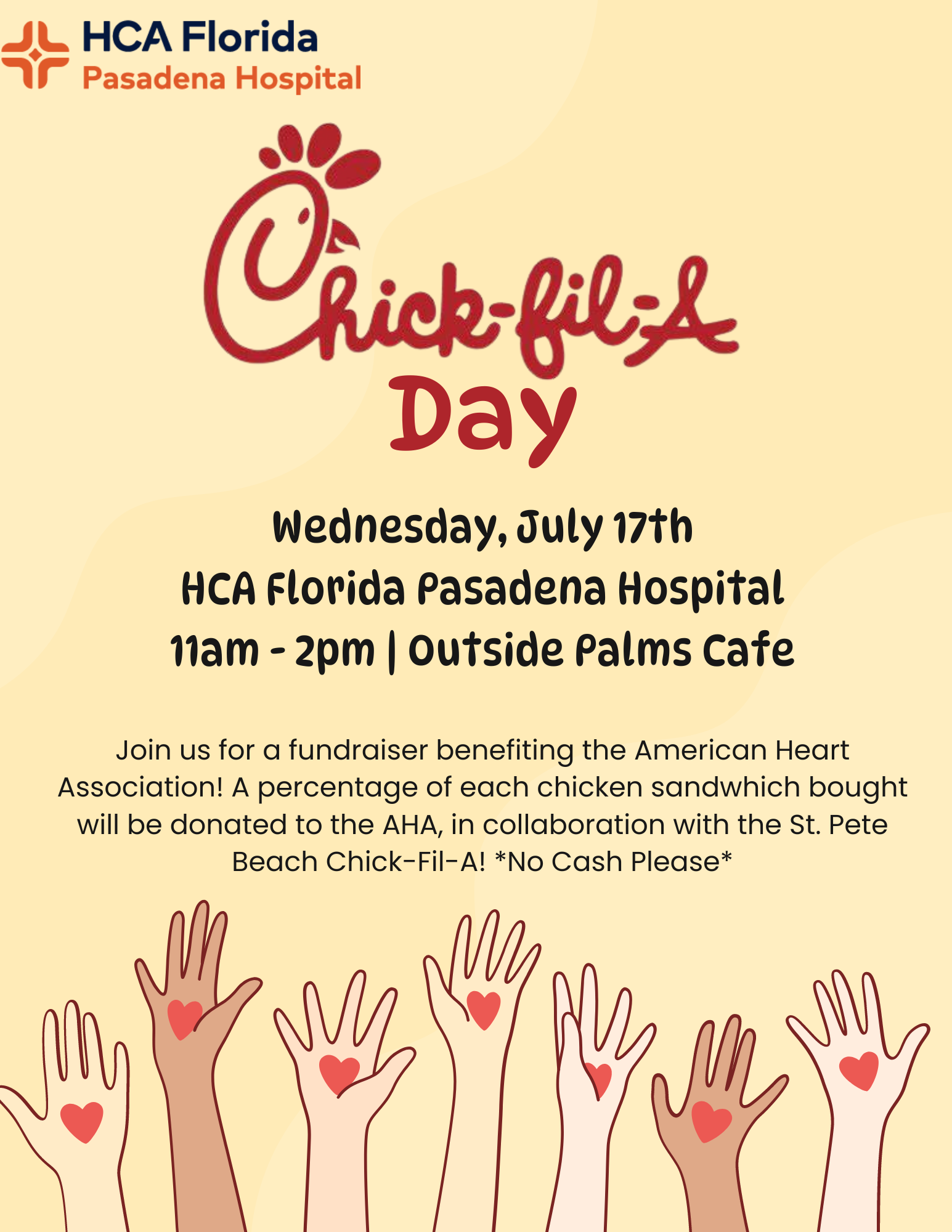 ChickfilA Day benefits the American Heart Association hosted by Pasadena Hospital HCA Florida