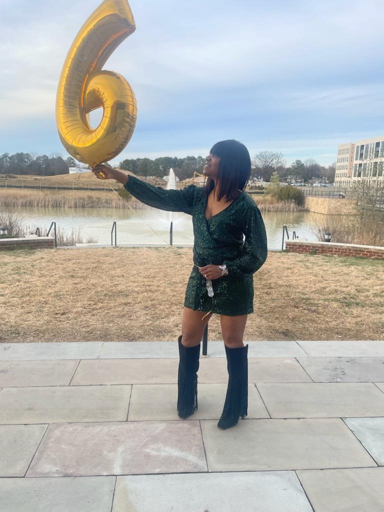 Stephanie Tombs w/ 6 balloon