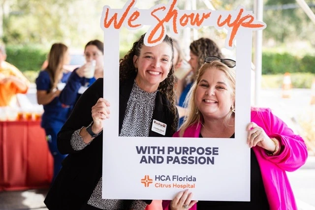Left to right: Citrus County Blessings executive director Christina Reed and Citrus County Education Foundation executive director Shaunda Burdette enjoy HCA Florida Citrus Hospital's celebration of 10 years with HCA Healthcare.