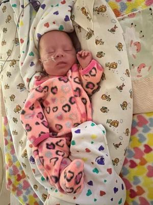 Baby Leilani sleeping comfortably in soft blankets