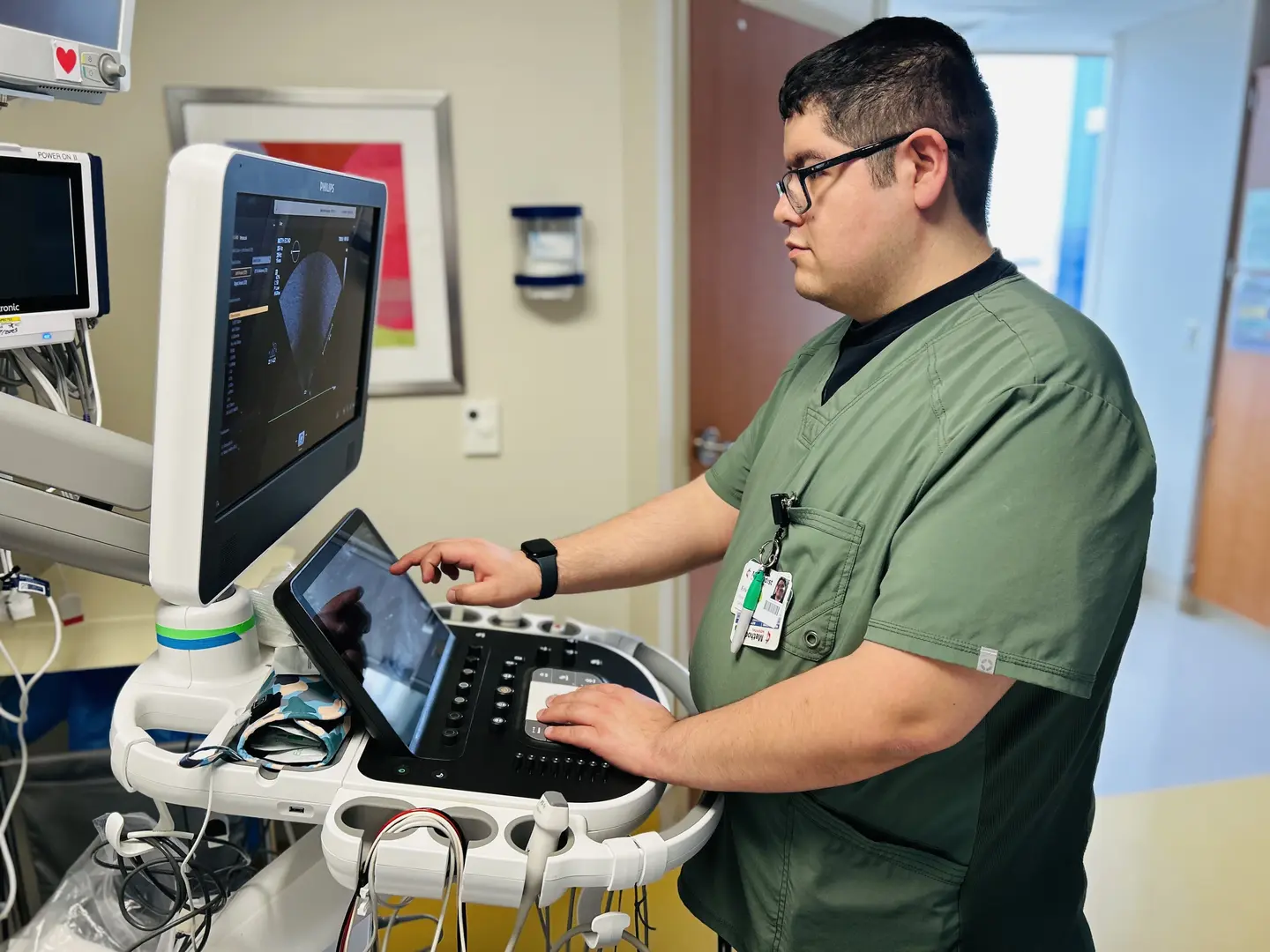 Erick Santos works as a pediatric cardiac sonography.