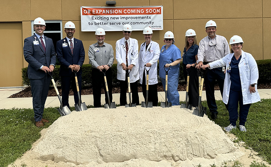 HCA Florida Trinity Hospital expanding operating room adding new rooms with a groundbreaking ceremony.