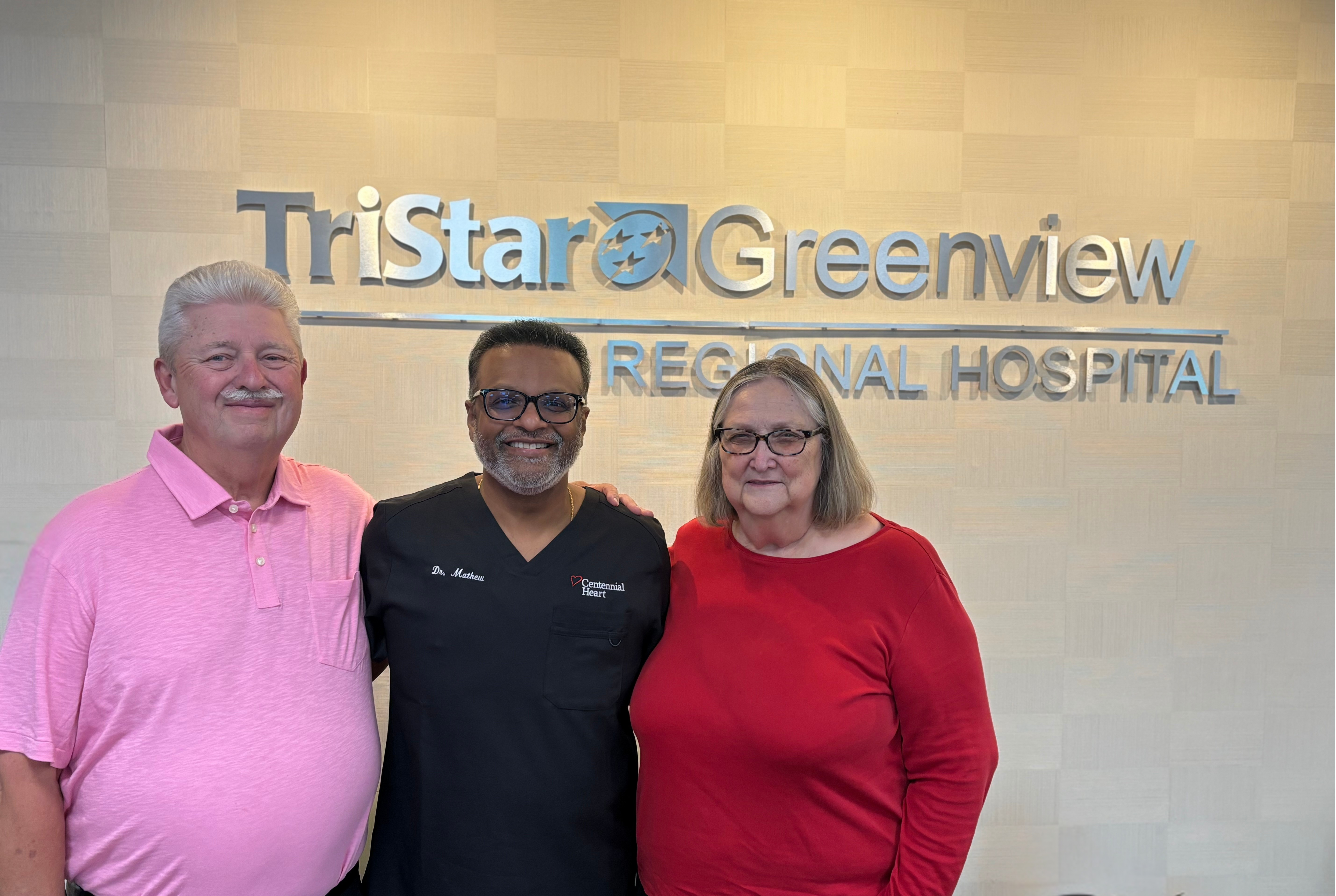 Terry and Steve Langford with Dr. Roshan Matthew