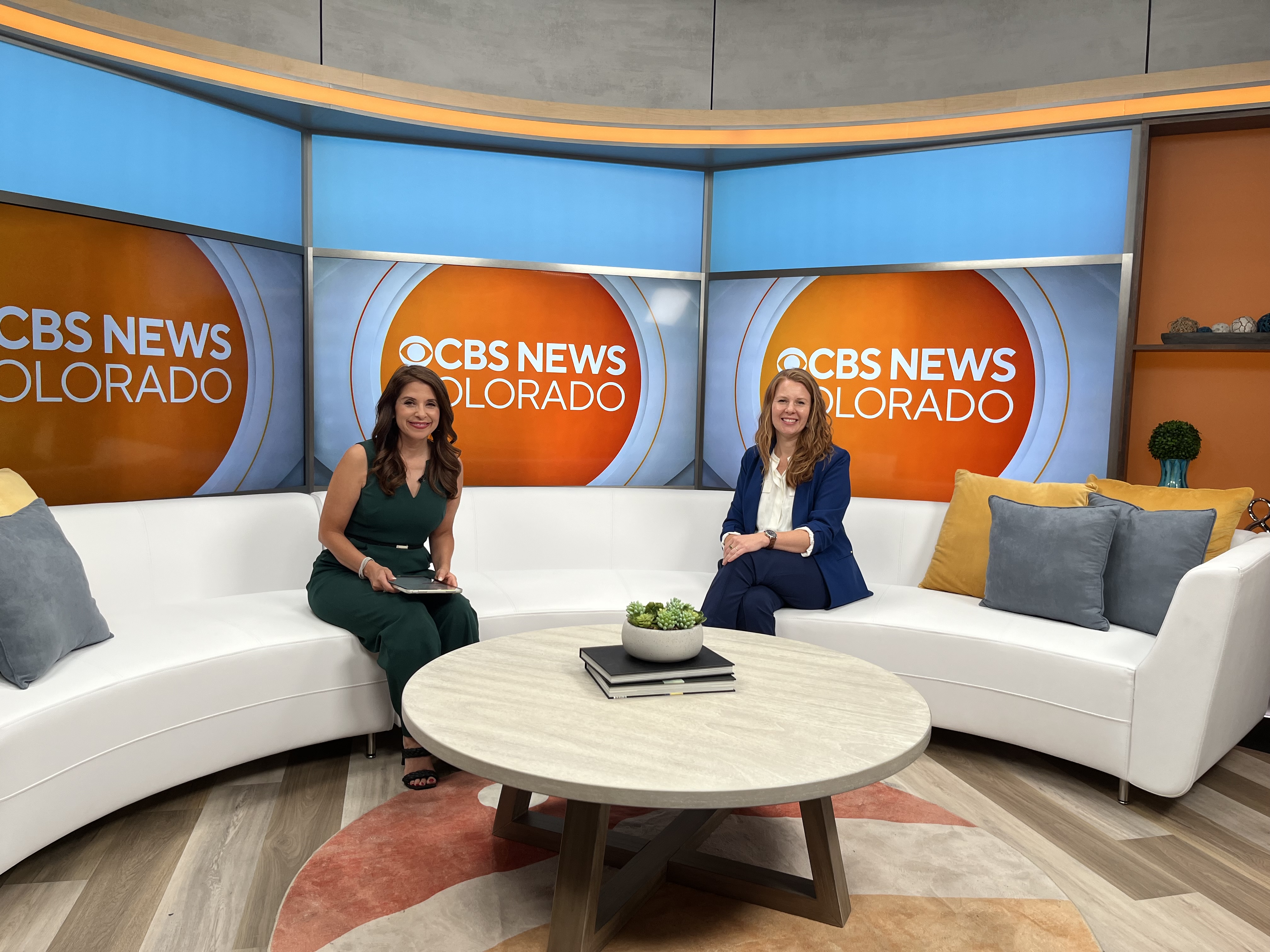 Dr. Jessica Gowing on the set of CBS News Colorado