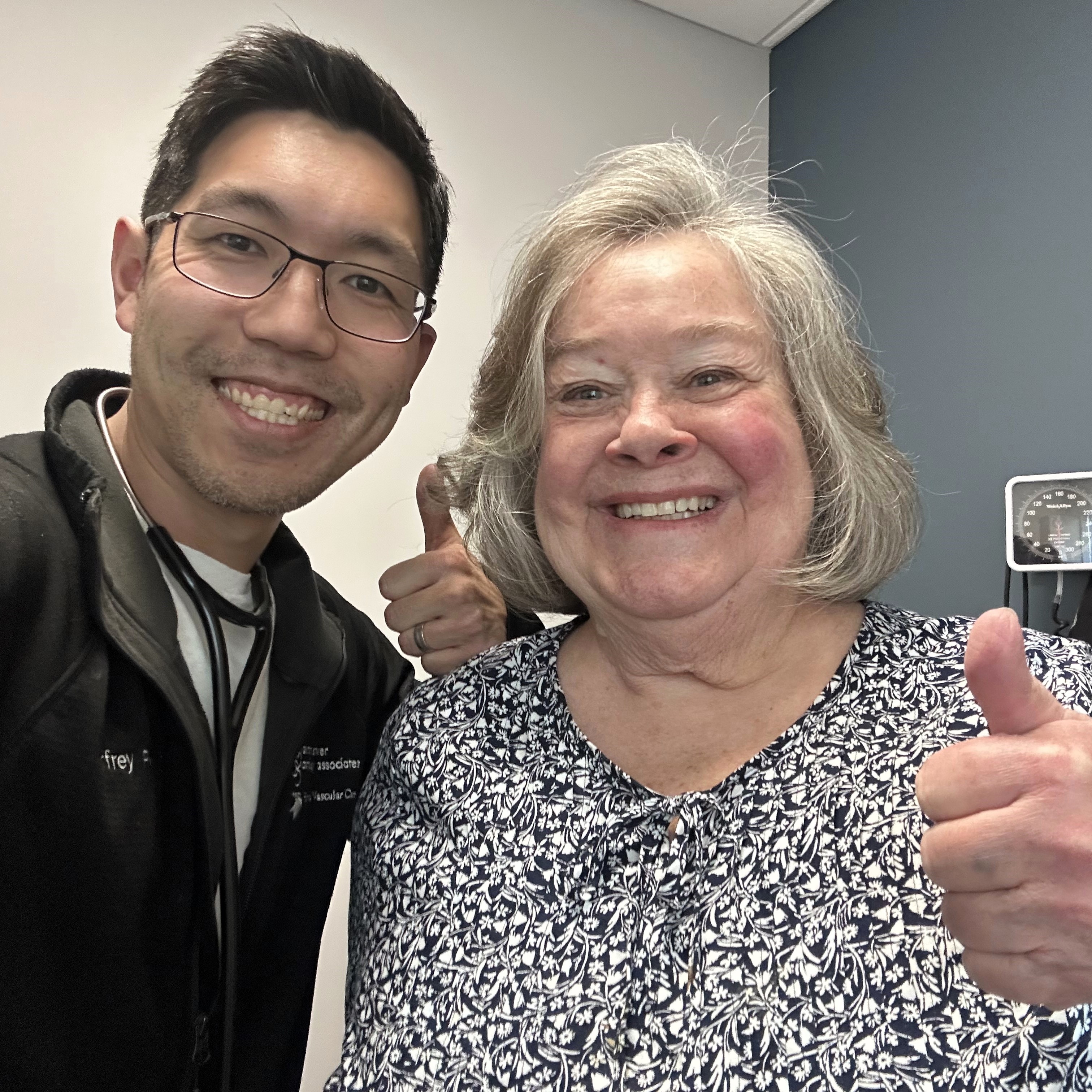 Carol smiling with Dr. Jeffrey Park.