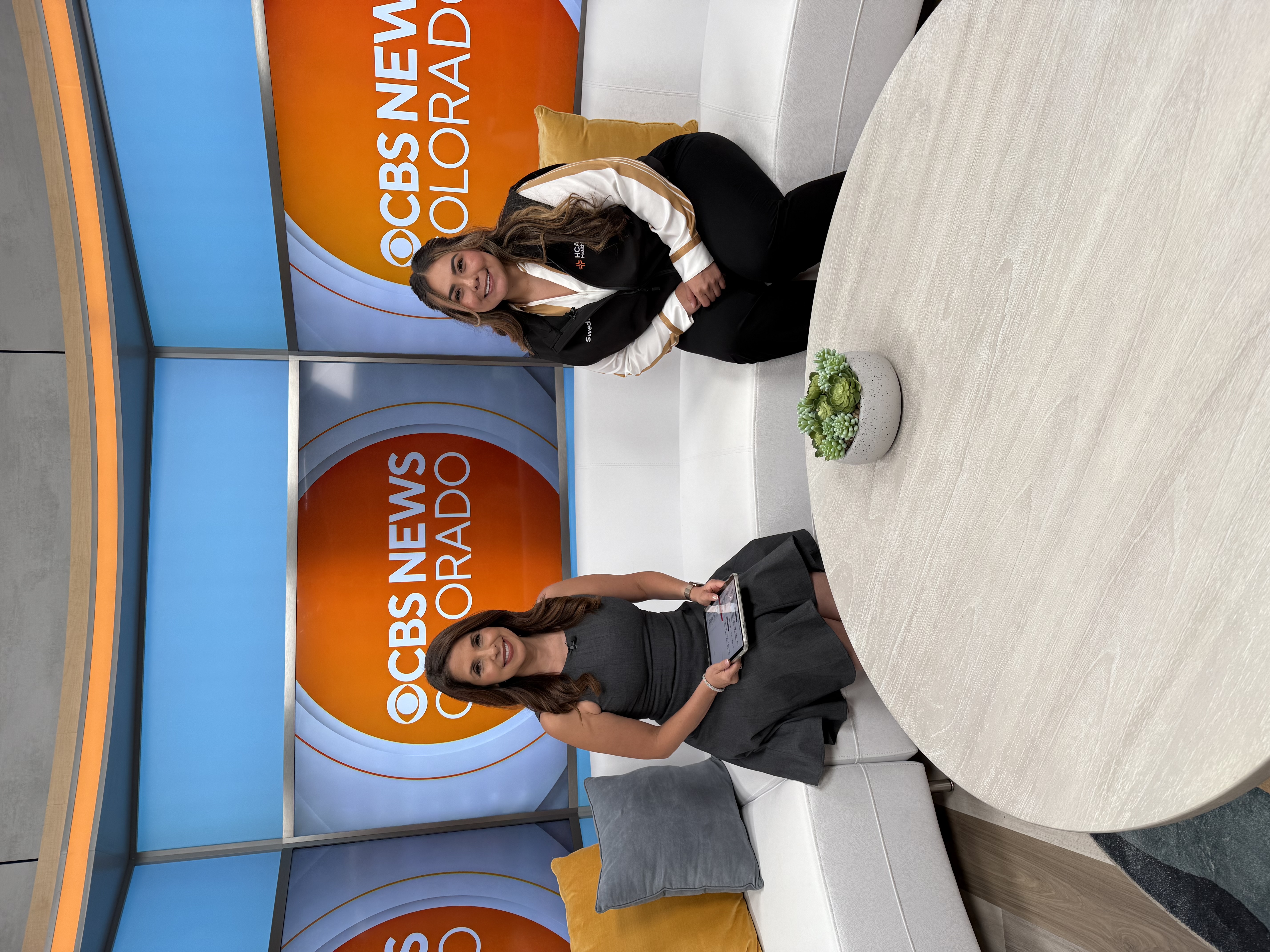 Savannah Bernal on set with the host of CBS News Colorado.