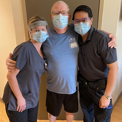 Patient Roger Barr and hospital staff.