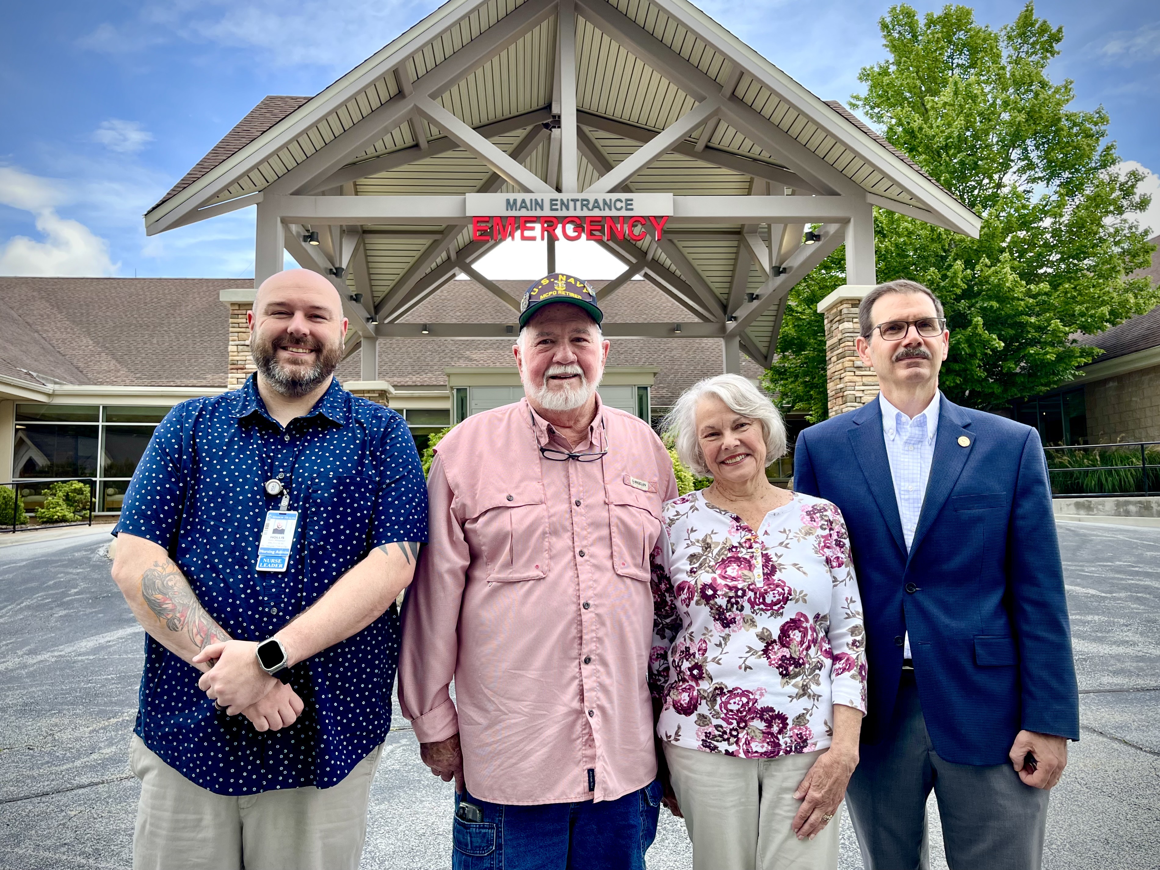 Rose, Tom and members of the Highlands-Cashiers Hospital team.