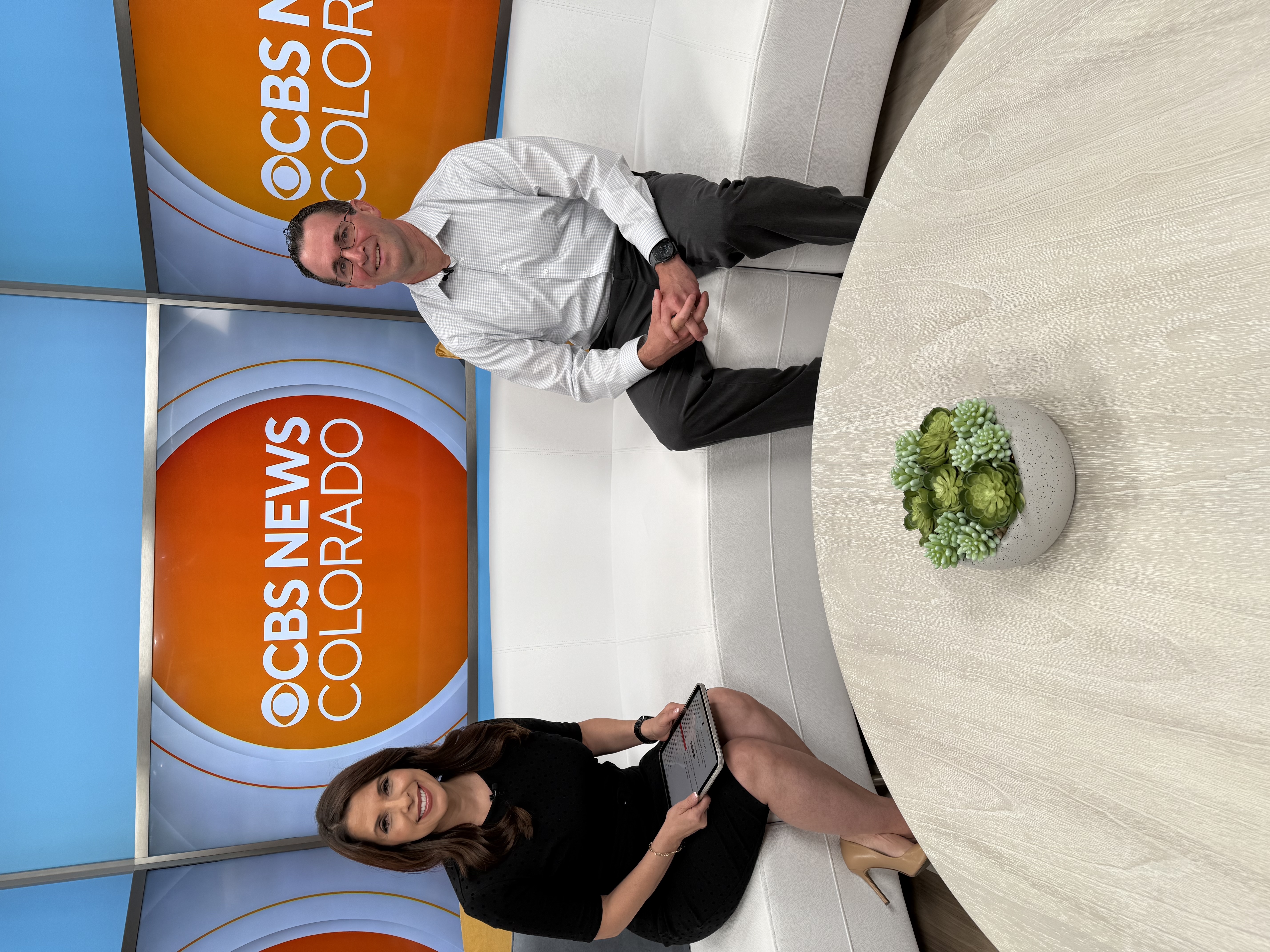 Dr. Andrew LaBelle on the set of CBS News Colorado