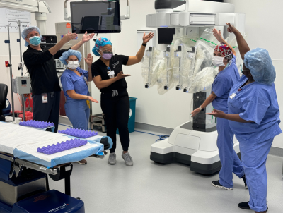 Hospital surgery team pictured with new surgical robot