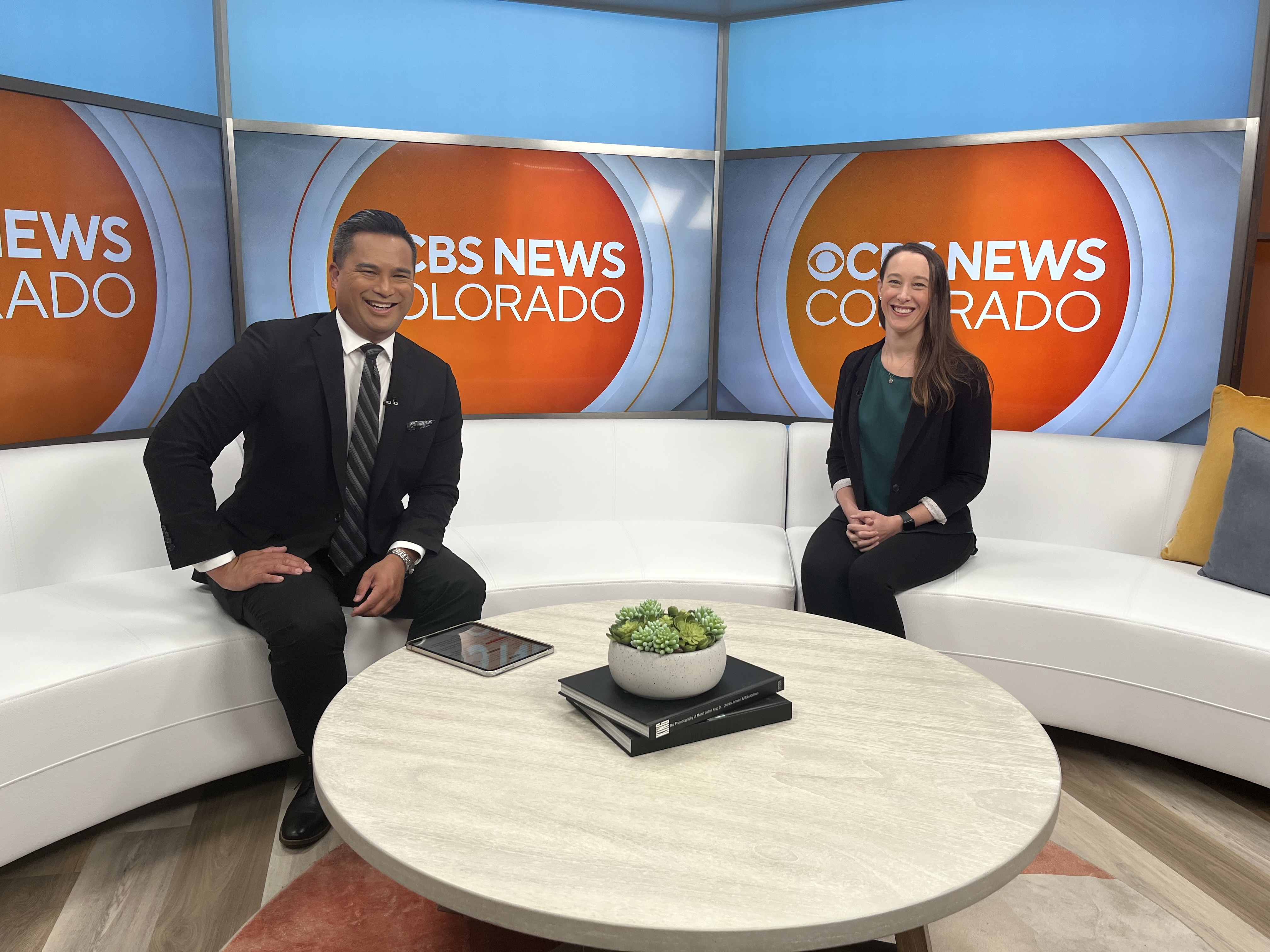Dr. Susan Read on the set of CBS News Colorado
