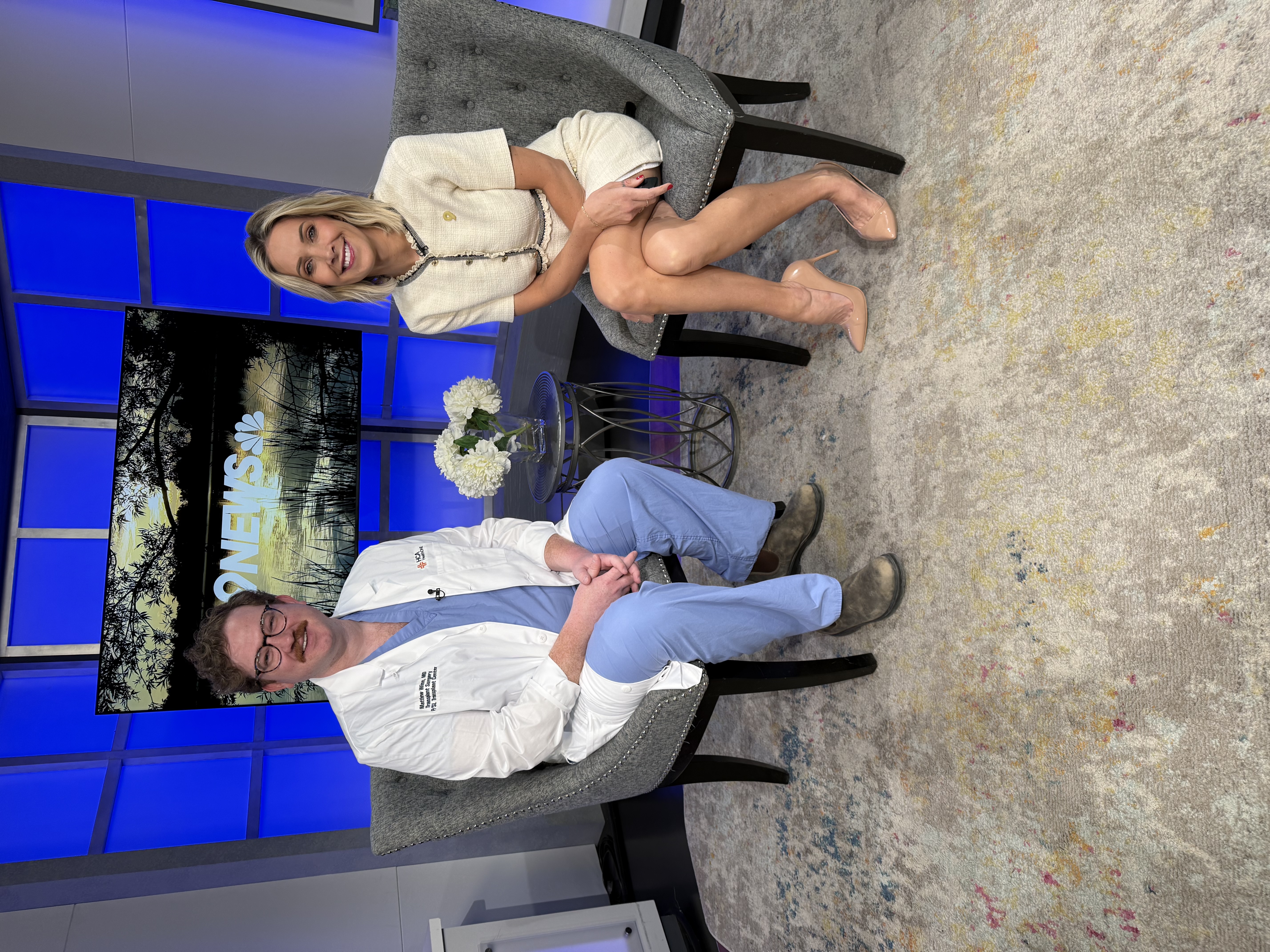 Dr. Matthew Winn on the set of 9News