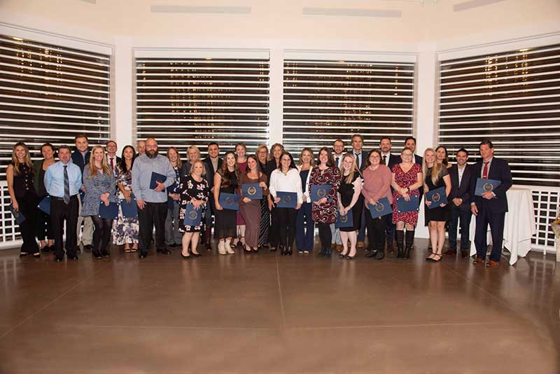 Employees celebrate 5 Year anniversaries, pictured with the leadership teams of Portsmouth Regional Hospital and Frisbie Memorial Hospital.