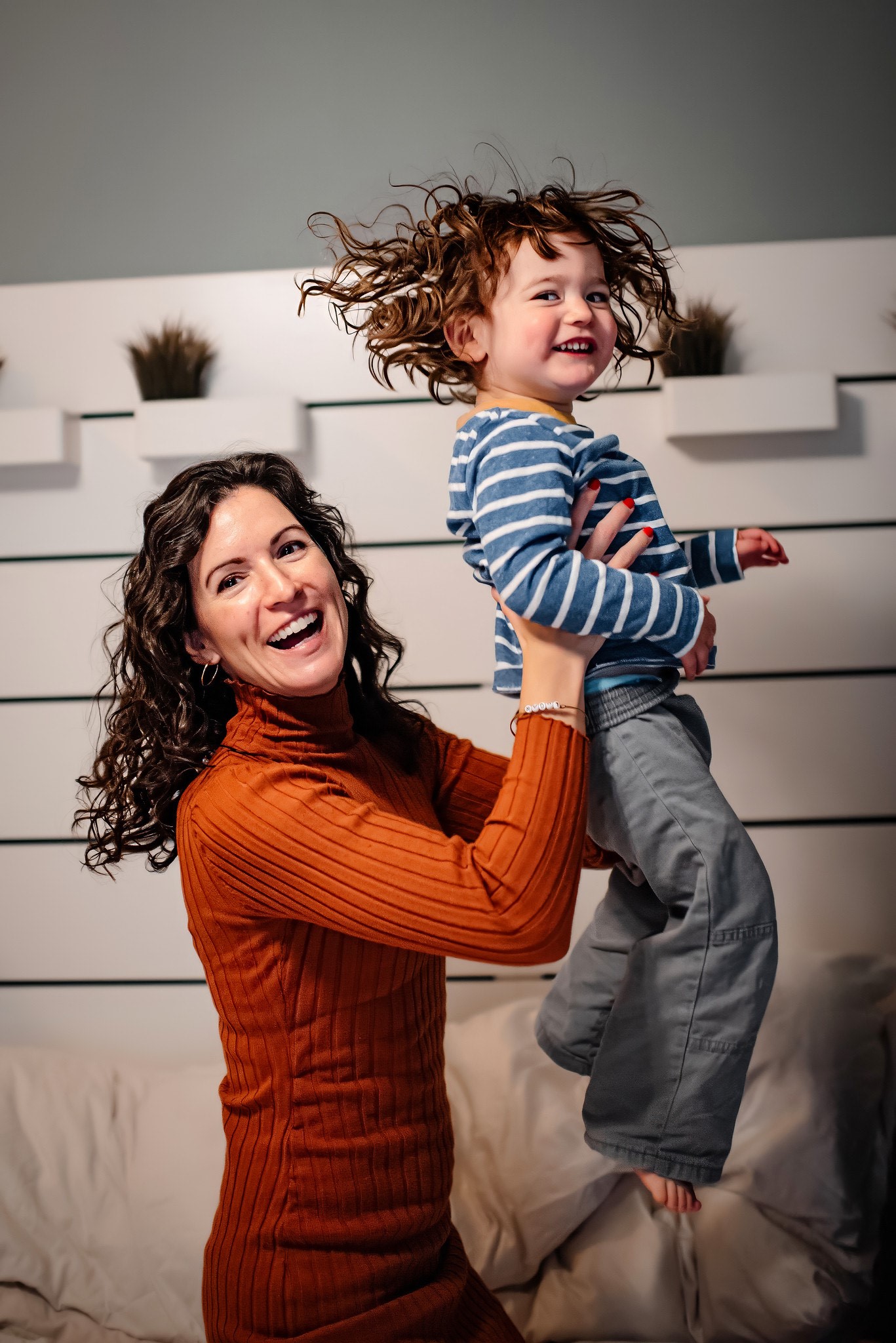 Woman holding child