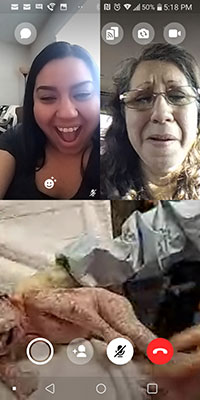 A screenshot of a Facetime livecast of the birth of Ilyana Sandoval.