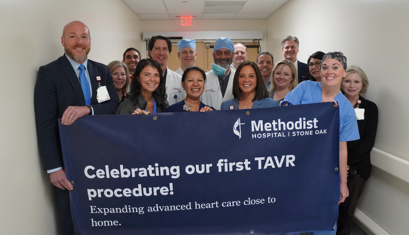 MHSO team members celebrate the first TAVR at Methodist Hospital Stone Oak