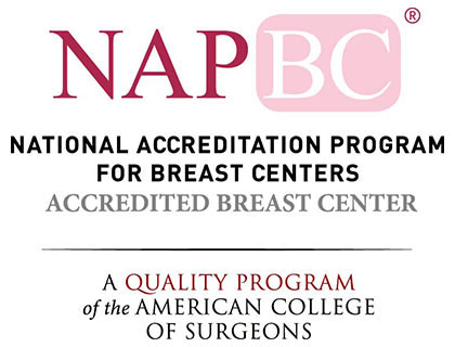 NAPBC: National Accreditation Program for Breast Centers, accredited breast center. A quality program of the America College of Surgeons