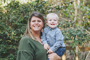 Holly Onda holding her son, Wesley
