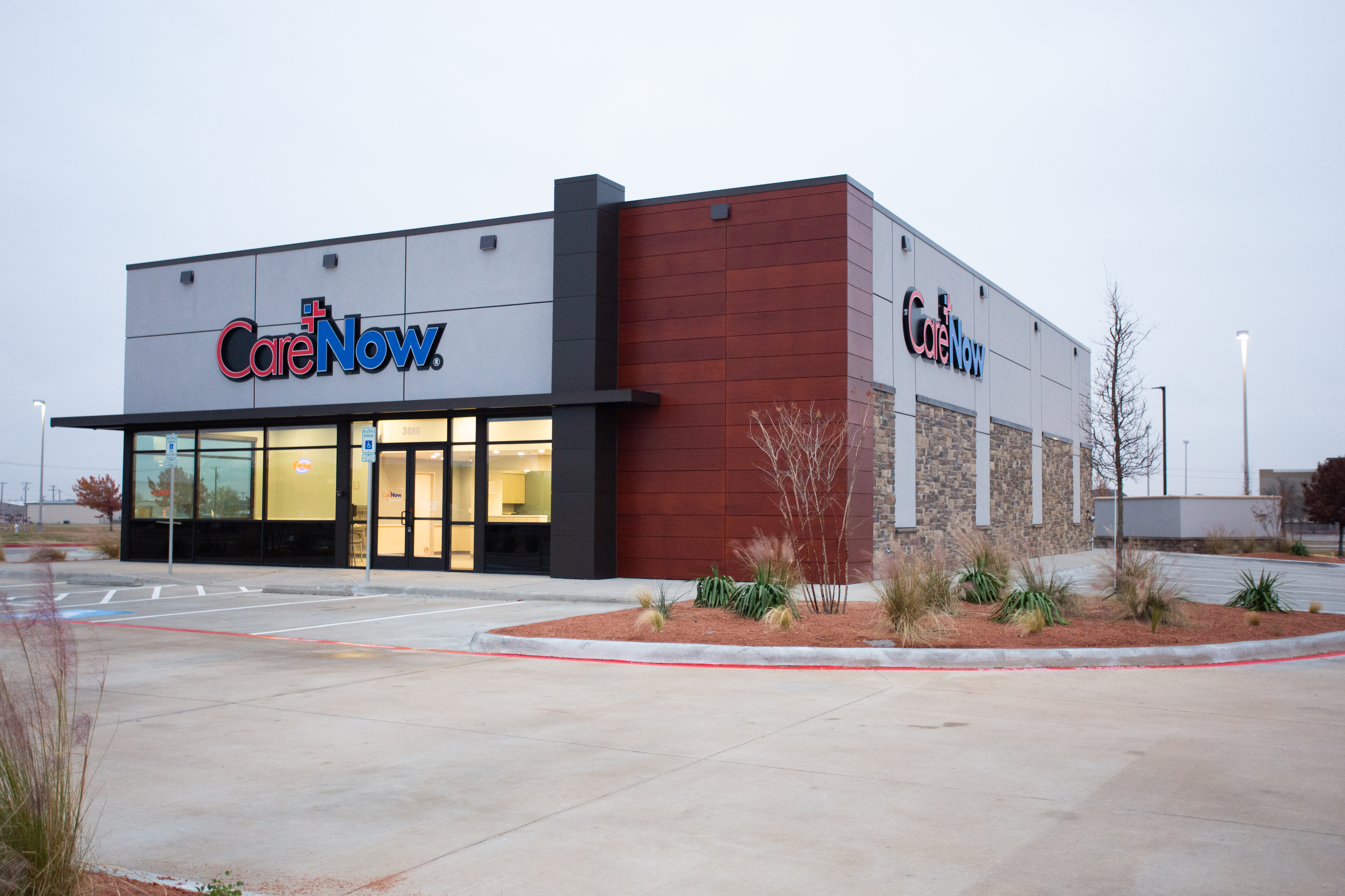 CareNow building exterior facade daytime cloudy