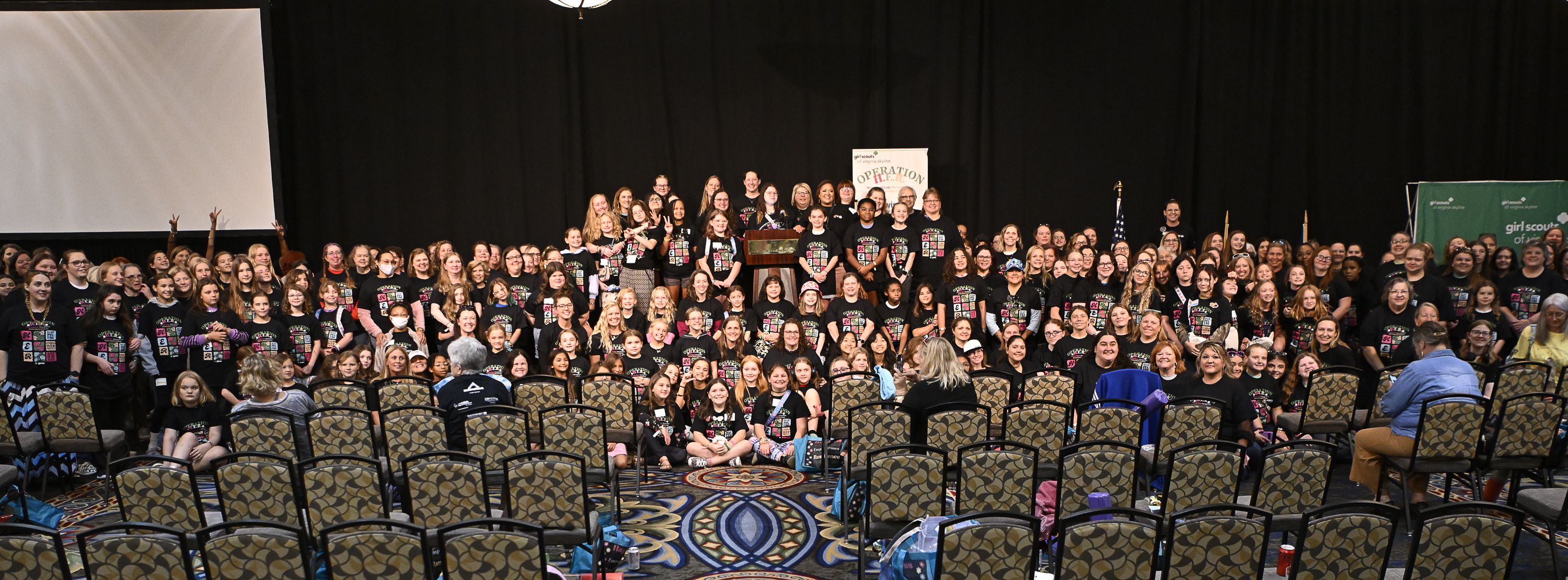 Group photo: hundreds attending 2024 Operation H.E.R.: Strong Minds, Strong Girls Mental Health Summit