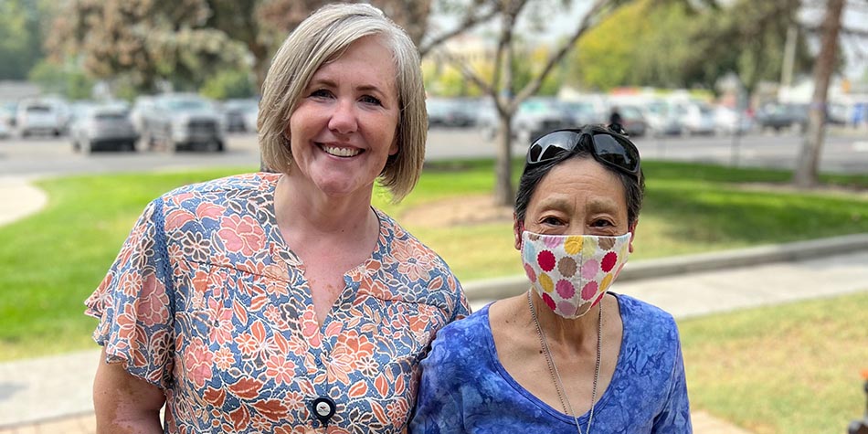 Nurse Jen with community member Leilani.