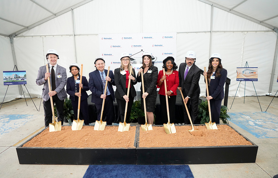 Local and hospital leaders prepare to "flip the dirt" before groundbreaking