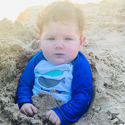 Baby Jesus in the sand