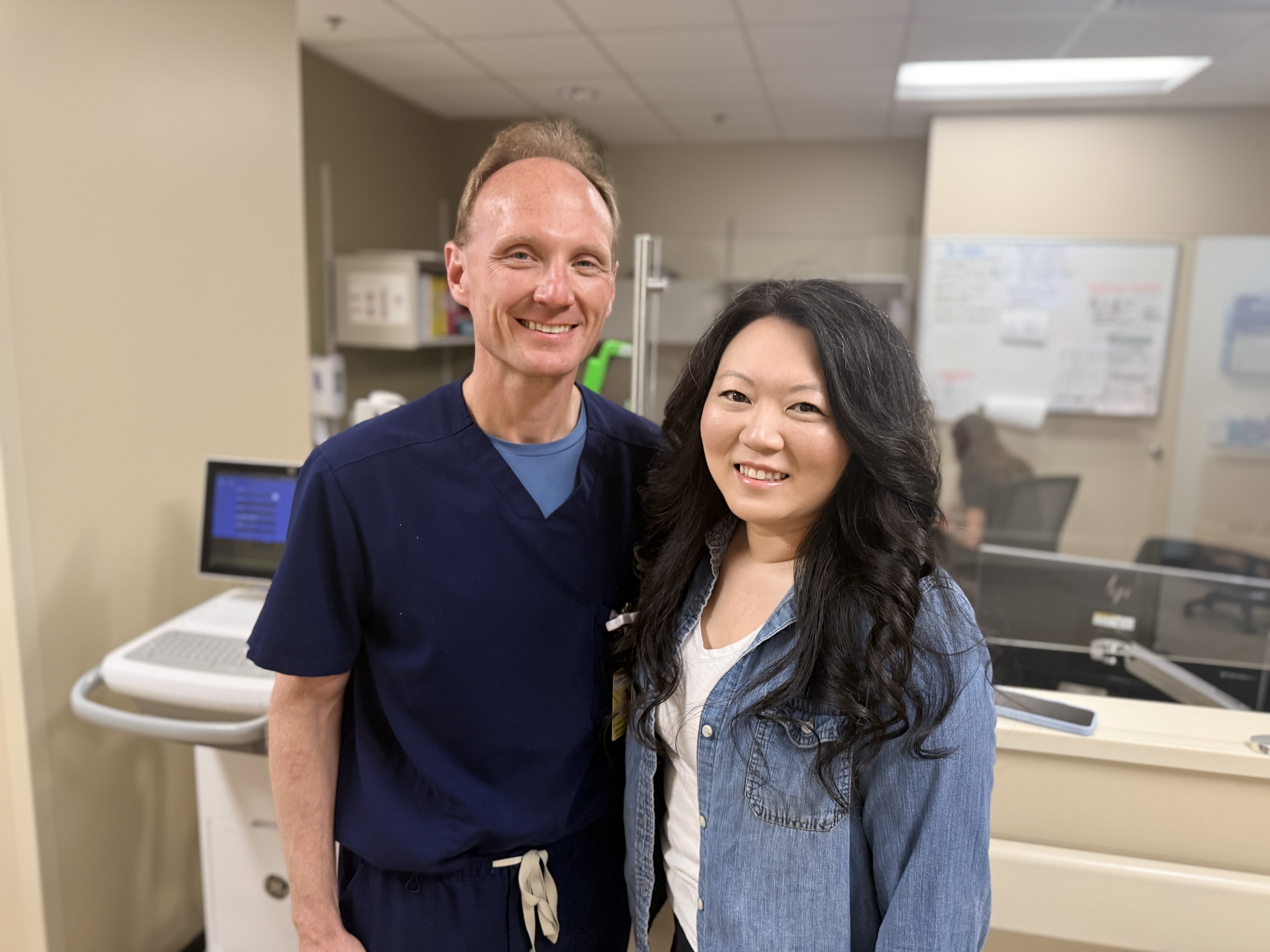 Lane pictured with an emergency physician that treated her when she first came to TriStar Summit ED